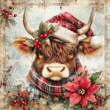 Christmas Highland Cow Sign, DCO-102171, Sign For Wreath, 10x10in Metal Sign